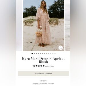 Daughters of India Soft Peach Floral Maxi Dress